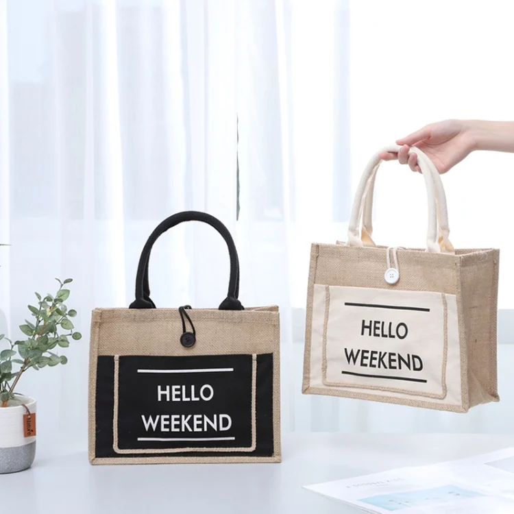 TBD0602968501_B2.webp Portable Shopping Bag Waterproof Linen Lunch Bag - Image 3