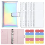 A6 Dazzling Color Loose-leaf Handbook Laser Macaroon PU Cash Budget Book
