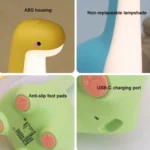 Dinosaur Night Light USB Rechargeable Sleeping Companion Ambient Warm Light - Image 3