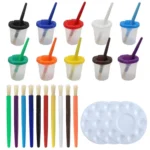 Children Leak-Proof Plastic Brush Washing Cup Palette Painting Brushes