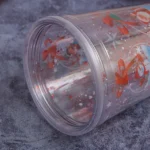500ml Santa Claus Cartoon Portable Plastic Cup Double Micro Landscape Juice Cup - Image 5