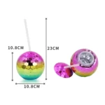 D001-2 Flash Electroplated Ball Cup Round Ball Straw Plastic Water Cup - Image 2