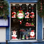 Santa Claus Hanging Stickers Shop Window Glass Door Living Room Wall Stickers - Image 5