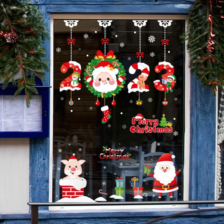 TBD0603002001_B4.webp Santa Claus Hanging Stickers Shop Window Glass Door Living Room Wall Stickers - Image 5