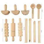 Plasticine Accessory DIY Slime Play Dough Wooden Tools Roller Stamp Rolling Pin Spoon - Image 2