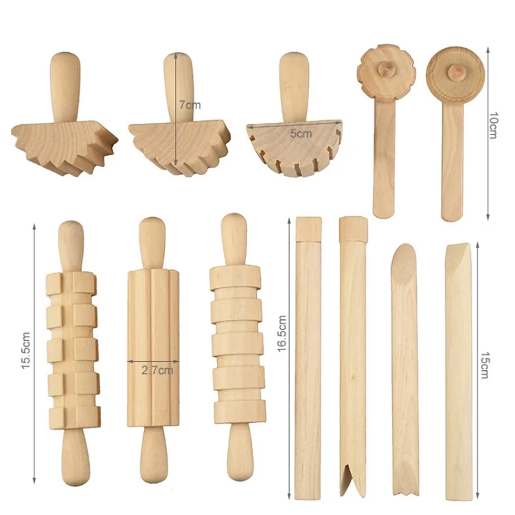 TBD0603016101_B1.webp Plasticine Accessory DIY Slime Play Dough Wooden Tools Roller Stamp Rolling Pin Spoon - Image 2