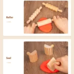 Plasticine Accessory DIY Slime Play Dough Wooden Tools Roller Stamp Rolling Pin Spoon - Image 6
