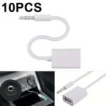 10 PCS Y-1502 14cm Car AUX Audio Cable To USB Car 3.5mm Adapter Cable
