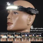 XPG + COB Sensor Headlight Flashlight 6 Lighting Modes Rechargeable Head Lamp - Image 6