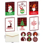 6 Fold Cards + 6 Envelopes + 6 Stickers Christmas Day Greeting Cards - Image 5