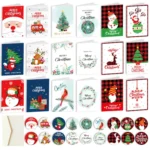 6 Fold Cards + 6 Envelopes + 6 Stickers Christmas Day Greeting Cards - Image 2