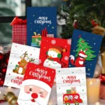 6 Fold Cards + 6 Envelopes + 6 Stickers Christmas Day Greeting Cards - Image 4