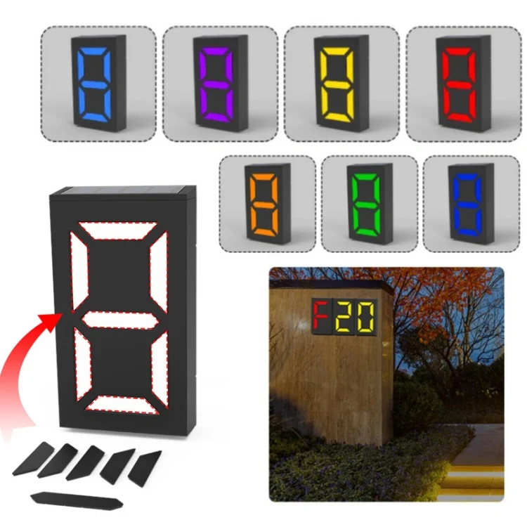 N766B DIY Solar Number Doorplate Lamp Outdoor Waterproof Wall Lights