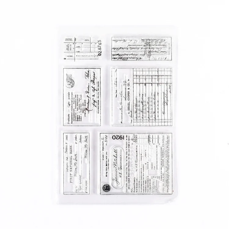 5 PCS Vintage Botanical Arrangement Handbook Clear Silicone Stamp