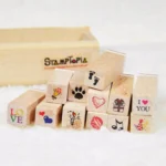 2 Sets D25 12PCS/Set Wooden Cartoon Handbook Decoration Stamps - Image 4