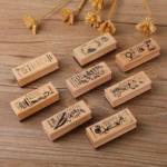 4 PCS Wooden Flowers and Plants Girl Stamp Fresh Plant Handbook DIY Decorative Stamp - Image 2
