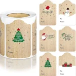 300PCS/Roll Rectangular Shaped Christmas Decoration Stickers Holiday Gift Tag Tape
