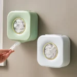 Large Capacity Kitchen Cling Wrap Organiser Wall Mounted Shower Cap Storage Shelf - Image 2