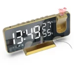 Mirror Surface LED Radio Projection Alarm Clock Clock with Temperature & Humidity Display