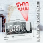Mirror Surface LED Radio Projection Alarm Clock Clock with Temperature & Humidity Display - Image 2