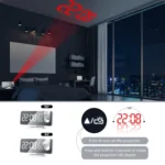 Mirror Surface LED Radio Projection Alarm Clock Clock with Temperature & Humidity Display - Image 3