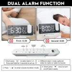 Mirror Surface LED Radio Projection Alarm Clock Clock with Temperature & Humidity Display - Image 5