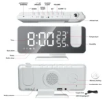 Mirror Surface LED Radio Projection Alarm Clock Clock with Temperature & Humidity Display - Image 6