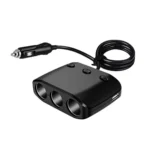 3 in 1 120W Car Cigarette Lighter Independent Switch Dual USB Charger