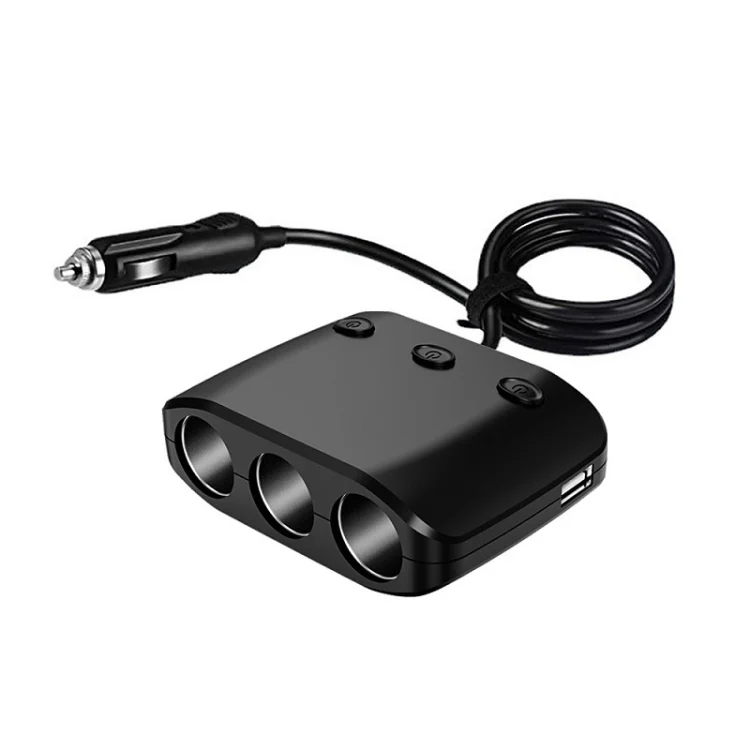 3 in 1 120W Car Cigarette Lighter Independent Switch Dual USB Charger