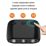 3 in 1 120W Car Cigarette Lighter Independent Switch Dual USB Charger - Image 3