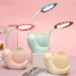 L-0 Cartoon Snail Pen Holder USB Rechargeable LED Soft Eye-Protection Desk Lamp - Image 2