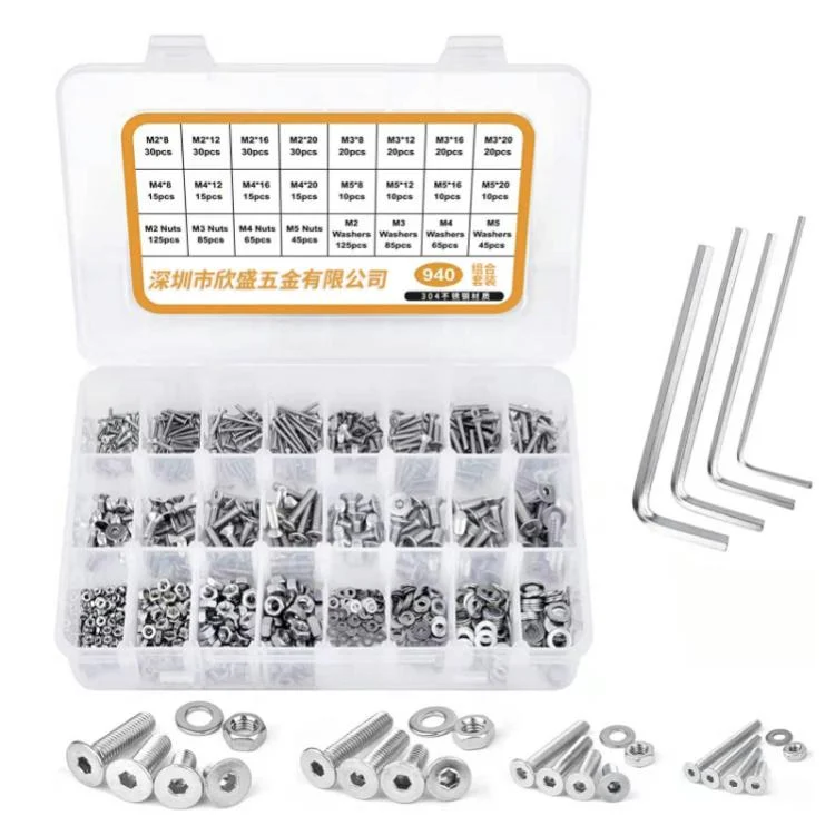 M2/M3/M4/M5 Flat Head Hexagon Socket Screws Gasket Ring Set