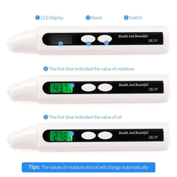 TBD0603134901_B2.webp HS-018 LCD Display Skin Analyzer Skin Moisture Tester Skin Oil Test Meter - Image 3