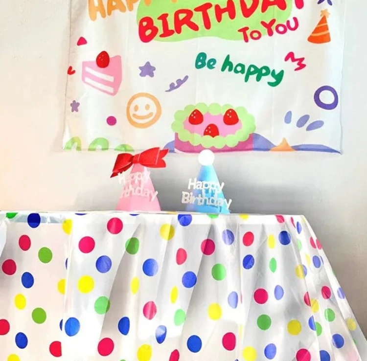 TBD0603141001_B2.webp 2pcs Birthday Party Disposable Tablecloth Decorations Photo Props 137 x 274cm - Image 3
