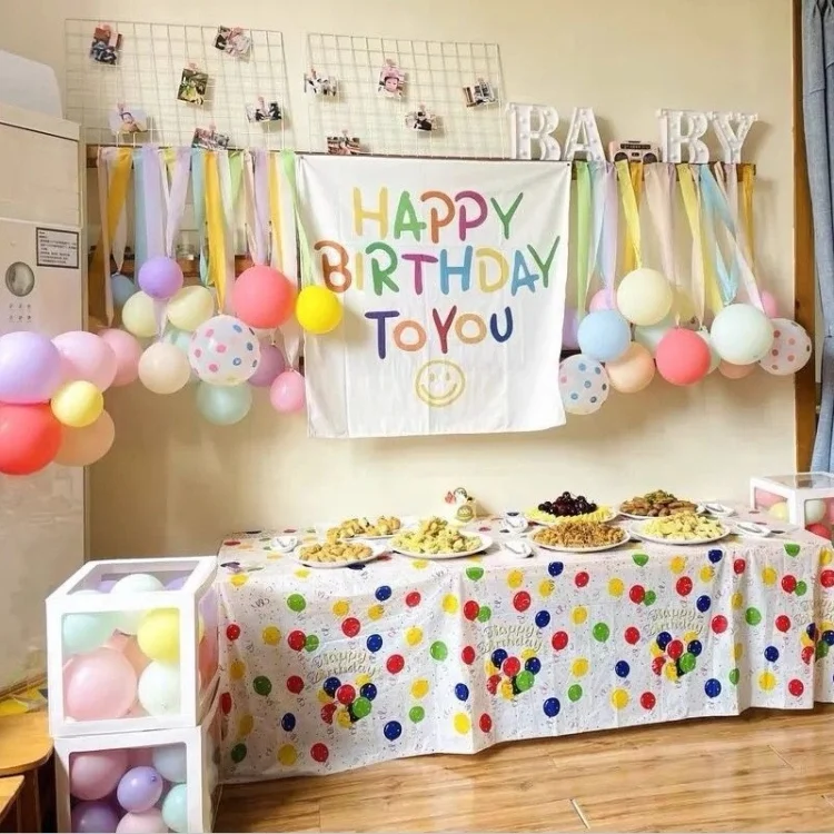 TBD0603141001_B4.webp 2pcs Birthday Party Disposable Tablecloth Decorations Photo Props 137 x 274cm - Image 5