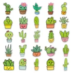 3 Sets 50PCS/Set Cartoon Cactus DIY Handbook Decorative Stickers Floral Laptop Waterproof Sticker - Image 3