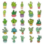 3 Sets 50PCS/Set Cartoon Cactus DIY Handbook Decorative Stickers Floral Laptop Waterproof Sticker - Image 4