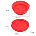 Air Fryer Grill Mat High Temperature Resistant Silicone Baking Tray, Specification: Round Inner Red - Image 6