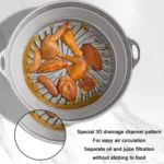 Air Fryer Grill Mat High Temperature Resistant Silicone Baking Tray, Specification: Round Inner Red - Image 2