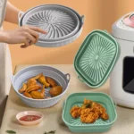 Air Fryer Grill Mat High Temperature Resistant Silicone Baking Tray, Specification: Round Inner Red - Image 5