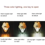 TG-ZP04401 Retro Camping Light Rechargeable Tricolor Light Source Tent Light - Image 3