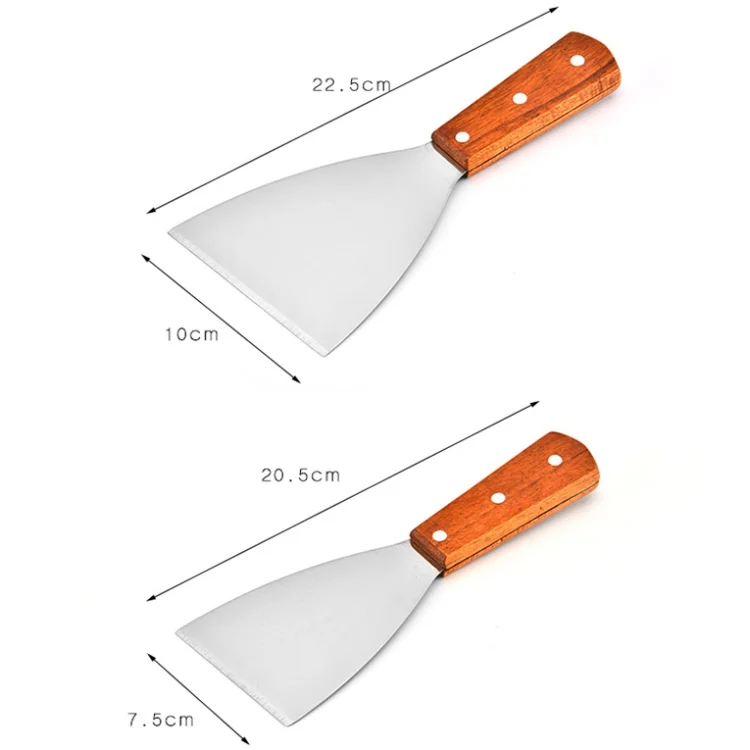 TBD0603174601_B2.webp 2pcs Stainless Steel Pizza and Steak Shovel Wooden Handle Slanted Shovel Kitchen Tool - Image 3