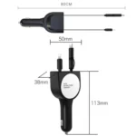 3 In 1 3.1A Dual USB Single Pull Retractable Fast QC3.0 Car Charger - Image 3