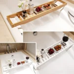 Bamboo Non-slip Bathtub Shelf Multifunctional Soaking Shelf - Image 5
