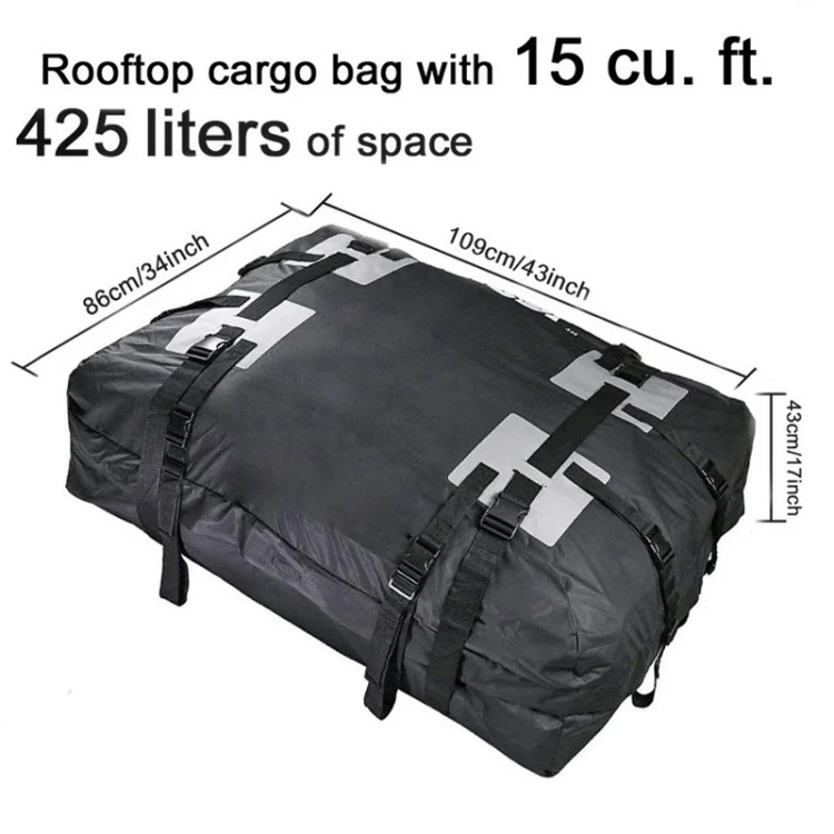 TBD0603208401_B2.webp 15 Cubic Foot Car Universal Rainproof Roof Luggage Outdoor Camper Roof Bag + Non-slip Mat - Image 3