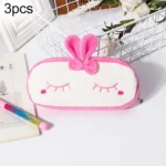 3pcs Children Cute Animal Plush Pencil Bag Stationery Storage Bag