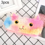 3pcs Laser Color Kitten Plush Student Stationery Pencil Case