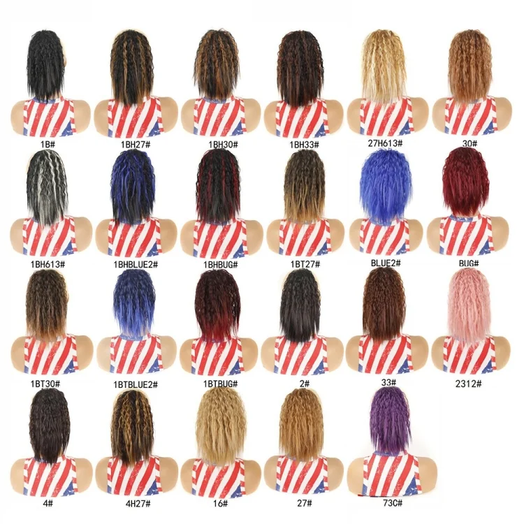 TBD0603250301_B1.webp LS868 Drawstring Fixed Corn Perm Curly Wig Fluffy Short Ponytail Wigs - Image 2