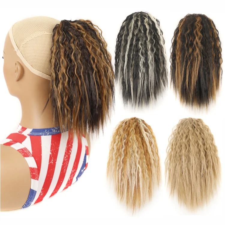 TBD0603250301_B5.webp LS868 Drawstring Fixed Corn Perm Curly Wig Fluffy Short Ponytail Wigs - Image 6