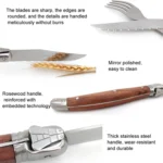 Rosewood Handle Stainless Steel Knife and Fork Cutlery,Spec: - Image 4